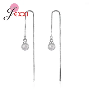 Dangle Earrings EuropeanStyles Romantic White Ball Opal Pendant Chain 925 Sterling Silver Exquisite Shiny Gift