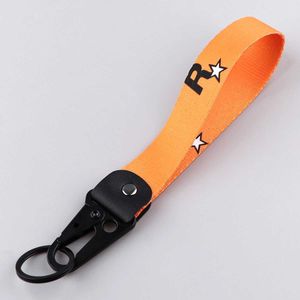 Keychains Lanyards Orange lanyard tag game keychain wristband keychain fob pendant keyholder motorcycle keychain accessories J240330