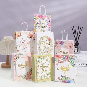 Hediye Sargısı 6 PCS Teşekkürler Kağıt Çanta Çiçek Love Taşınabilir Ambalaj Çantaları Düğün Konuk Doğum günü Dekorasyon