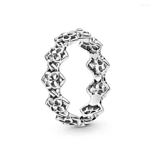 Pierścionki klastra Autentyczne 925 Sterling Silver Rose Petals Band Fashion Pierścień dla kobiet prezent biżuterii DIY