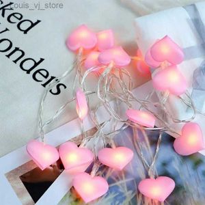 LED Strings Pink Heart Light String Girl Room Decoration Lamp Valentines Day Heart-shaped Romantic Confession Fairy Lights YQ240401