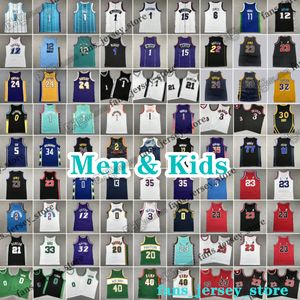 Men kids Basketball Jerseys 30 Stephen Booker Curry 77 Luka Haliburton Doncic 23 Michael 3 Allen Rose Iverson Pippen Rodman 12 Ja Morant Chamberlain Johnson Bird