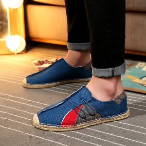 Skor Spring Autumn Hemp Wrap Mens Casual Espadrilles Shoes Man Breattable Canvas Flat Shoes Man Fashion Sy Slip On Loafers2021