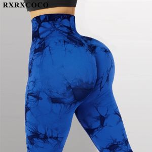 Byxor rxrxcoco kvinnor slips färgade sömlösa leggings träning sport fiess yoga byxor krossa rumpa lyft leggings för kvinnor gym sportkläder