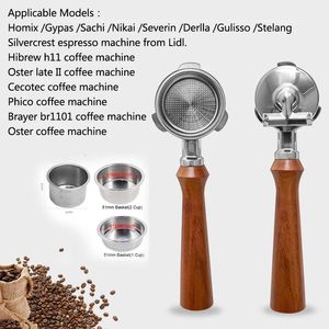 Doppelauslauf 51 mm Kaffee-Siebträger mit 1 2 4 Tassen Korb für Homix Hibrew h11 Oster Cecotec Phico Brayer br1101 Kaffeemaschine 240328