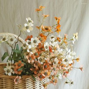Dekoratif çiçekler yapay şeftali çiçek dalı sonbahar erik kiraz ipek çiçek ağacı dekorasyon ev düğün diy
