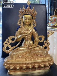 Dekorativa figurer Large # Högkvalitativ buddhism Tibet Temple Gilding Guru Vajrasattva Buddha Copper Statue Hem Familj Effektiv