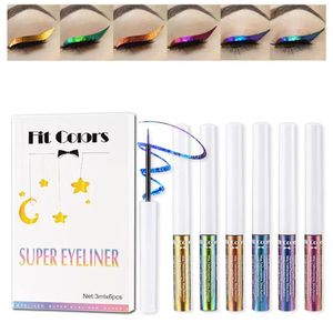 6PCS Lask płynny Eyeliner Chameleon Eye Liner Metalliczne wielokolorowe wodoodporne, dłuższy kolorowy żel do eyeliner do makijażu 240327