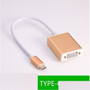 Computer Cables Connectors Usb3.1 Type-C To Vga Adapter Usb-C Male Female Video Transfer Converter 1080P For Book Drop Delivery Comput Ot1Pa