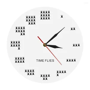 Wall Clocks Pun Of The Day Time Flies 3D Clock Personalized Decorative Art Watch For Living Room Bedroom Unique Gift