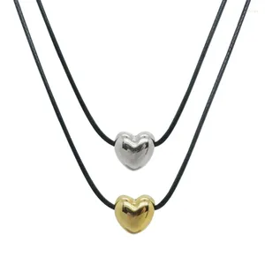 Ожерелья с подвесками, модное ожерелье с сердечком и ключицей, простая черная веревка, короткое колье, эффектные ювелирные изделия