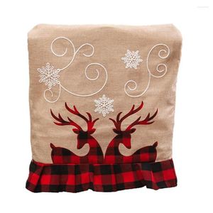 Chair Covers 48 52cm Christmas Cover Embroidered Santa Claus Elk Cloth Chaircover Seat For Holiday Party Dining Room Decoration