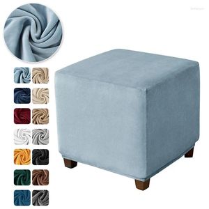 Chair Covers 1PC Ottoman Cover Square Stretch Velvet Thick Footrest Slipcover Washable Storage Foot Stool Living Room