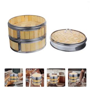 Double Boilers 1 Set Of Bamboo Food Steamer Basket Covered Buns Making