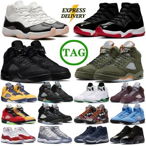 5s Sapatos de Basquete Homens Mulheres 5 11s Gato Preto Olive Criado Veludo Vela Branco Metálico Ouro UNC Midnight Navy Treinadores Esportes Sapatilhas