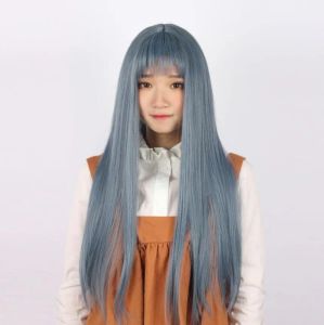 Wigs 100% free shipping New High Quality Fashion Picture wigs>>Fashion Women's Lolita Party Blue Gray Long Straight Cosplay Synthetic H