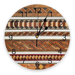 Wanduhren Holzmaserung Retro Geometrische Uhr Modernes Design Wohnzimmer Dekoration Küche Mute Uhr Home Interior Decor