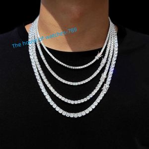 Gioielli Hip HopCollana a catena da tennis Collana girocollo con zirconi cubici di diamanti da uomo Bling CZ ghiacciato da donna