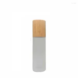 Förvaringsflaskor 100 ml 10 st/parti tomt matt glas spraty flaska diy bambu emulsion återfyllbar kosmetisk toner n cap