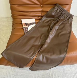 Calças femininas outono e inverno adicionam veludo cintura elástica couro super macio delicado usando pele de proteína importada