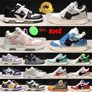 Out Of Office Sneakers Panda Running Shoes Sneaker Mens Womens Flat Leather Black White Grey Fog Orange Luxury Fashion Platform Bottoms Storlek 36-45