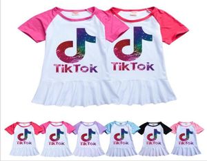 Tik Tok Girls Princess Dress Summer半袖子供服の子供コットンドレスバースデーパーティーベビー服を着た8568326