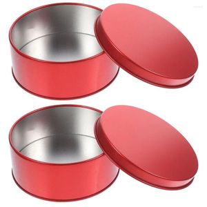 Storage Bottles 2 Pcs Tinplate Box Cookie Tins With Lids Spice Jar Decor Small Tea Jars Christmas Decore Candy Mini Loose Leaf Organizer