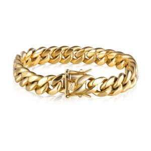 Bransoletka ze stali nierdzewnej łańcucha 6-14 mm 18K Gold Splated Miami Cuba Link Bransoletka Męska Pulsera Acero stal nierdzewna Q240401