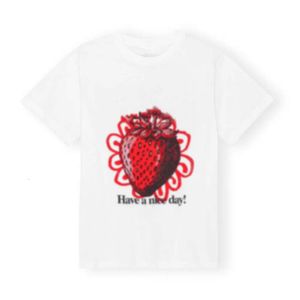 T-shirt da donna G A NNI T-shirt firmata T-shirt con stampa fragola casual girocollo in cotone sciolto a maniche corte per donna Commercio all'ingrosso di alta qualità