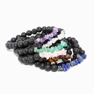 Natural Gem Stone Bracelet Irregular Crystal Stretch Chip Quartz Amethyst Beads Lava Bracelets Bangles for Women