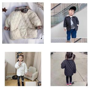 Куртки новые детские осенне-зимние верхняя одежда для мальчиков двустороннее пальто для девочек модная куртка детская одежда детская одежда A02 Прямая доставка K Dheo3