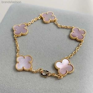 Van Clover Bracciale Designer Gioielli Luxury Clover Mother of Pearl 18K Brand Gold Braccialetti di braccialetti che brillano di cristalli