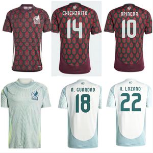 2024 Messico CHICHARITO Maglie da calcio da uomo H. LOZANO A. GUARDADO Abbigliamento da allenamento per casa R. JIMENEZ Maglia da calcio della squadra nazionale Versione per tifosi