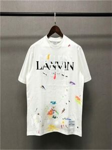 Designer langfan co marca y graffiti splash ink high street solto manga curta casal camiseta para homem e mulher9759737