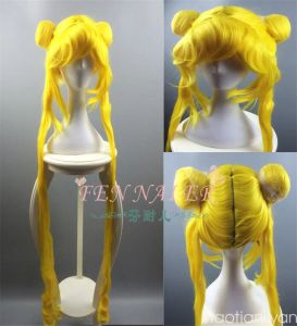 Peruklar limon sarı denizci ay cosplay peruk 150cm düz kostümler parti saç kız