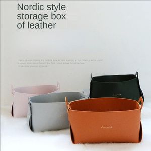 Nordic ins gabinete varanda chave cosméticos desktop grande caixa de armazenamento cesta ornamentos couro do plutônio lanches casa criatividade