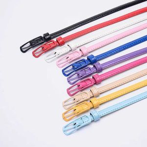 Belts 1.2cm ultra-thin PU belt monochrome casual belt girls clothing accessories purple and red wholesale 1 piece Q240401