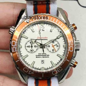 Moda para homens relógios de pulso mecânicos de luxo relógio cinco círculo laranja branco rosto tricolor pano movimento japonês hw013designer relógio