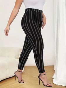 Pants Plus Size Spring And Autumn Brushed Milk Silk Bottom Striped Slimming Elastic Women's Wearing Small Foot