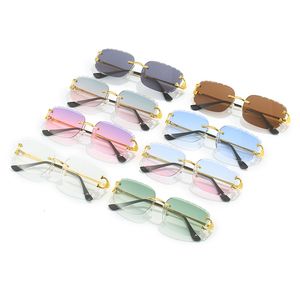 Rimless Square Vintage Sunglasses Fashion Frameless Irregular Designer Sun Glasses Shades for Women Men Slingshot Optical Glasses Wholesale