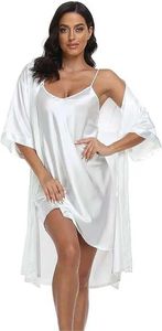 Pigiama sexy da donna Pigiama in raso di seta 2 pezzi Set di vestaglia sexy in pigiama setoso con camicia da notte chemise 240330