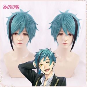 かつらsunxxcostwisted Wonderland Cosplay Wig Floyd Leech Leech Costume Wig Men Halloween Carnival Short Blue Wig Fashion Free Wig