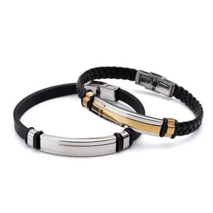 Kette Edelstahl blanko ID-Tag Lederarmband zum Schnitzen von gewebten Lederarmbändern Großhandel mit 10 Metallplatten Q240401