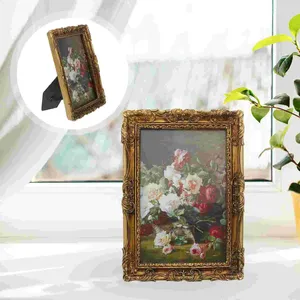 Frames European Retro Resin Po Frame Picture Hanging Vintage Collage Style Desk Wall