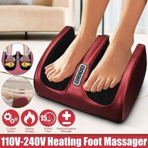 Massaggiatore elettrico per i piedi Terapia di riscaldamento Compressione Shiatsu Rullo impastatore Rilassamento muscolare Sollievo dal dolore Macchina per il benessere dei piedi 240326