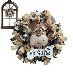 Decorative Flowers 1pc Puppy Wreaths For Front Door Dog Lovers Decors Farmhouse Garland Decoration Wall Decals Easter Festive Supplies
