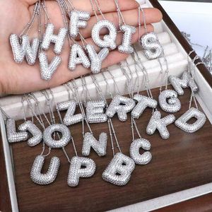 Collana con ciondolo iniziale con lettera in zircone ghiacciato per donne uomini Ciondoli con nome personalizzato Collier lettere alfabeto collane gioielli firmati