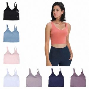 Yoga Bras Womens Sports Underwear Högkvalitativ fast färg dubbelsidig slipning tätt passande tunna bältesbehållare Väst Sling Wear Brass Underwears Q8us#