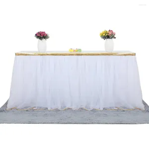 Saia de mesa 3 camadas elegante malha tutu fofo borda dourada vinho tinto para festa aniversário casa decoração de casamento
