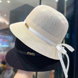 Celebrity Xiaoxiangfeng Elegant Temperament Top Hat Womens Spring/Summer Cotton and Hemp Breattable Fisherman Hat Korean Version Bow Sun Visor Hat